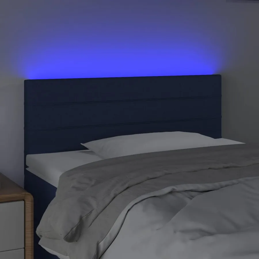Tête de lit à LED Bleu 90x5x78/88 cm Tissu - 3