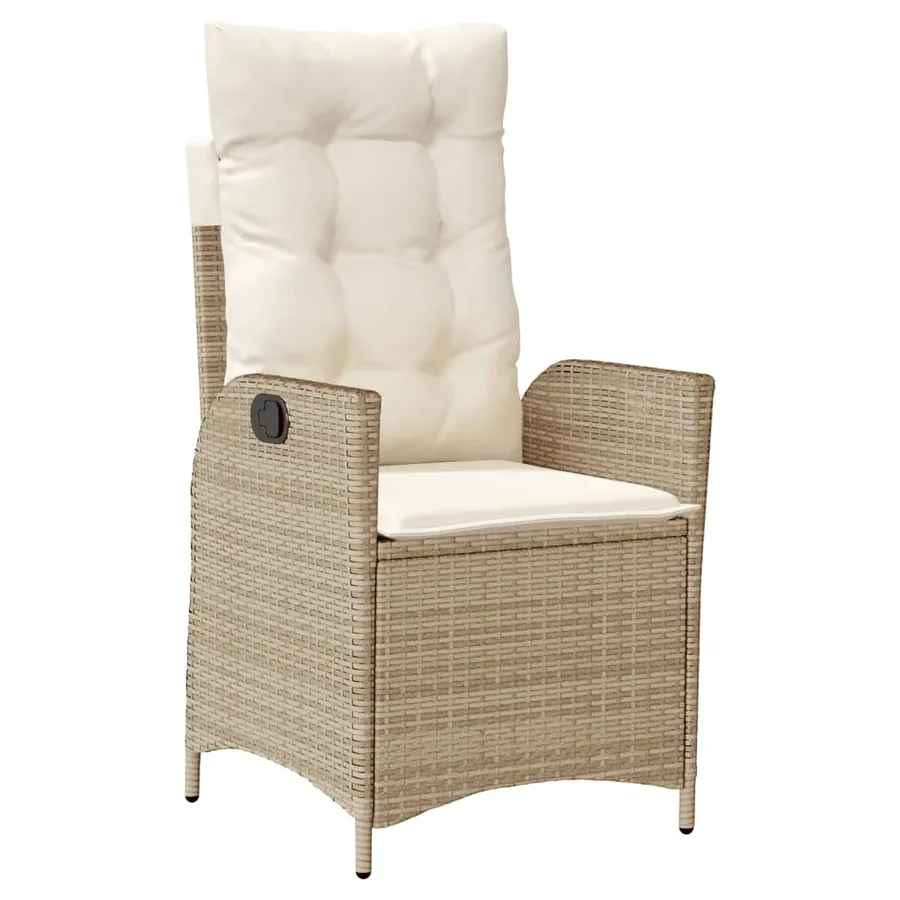 Chaises inclinables de jardin lot de 2 et coussins beige rotin - 4