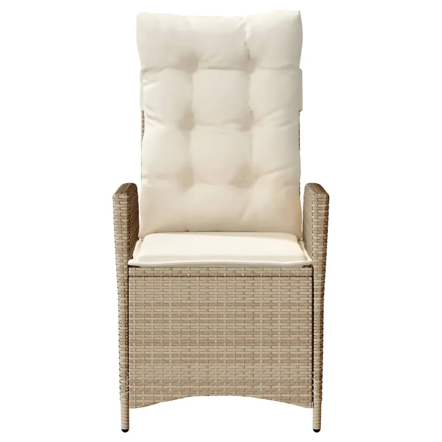 Chaises inclinables de jardin lot de 2 et coussins beige rotin - 5