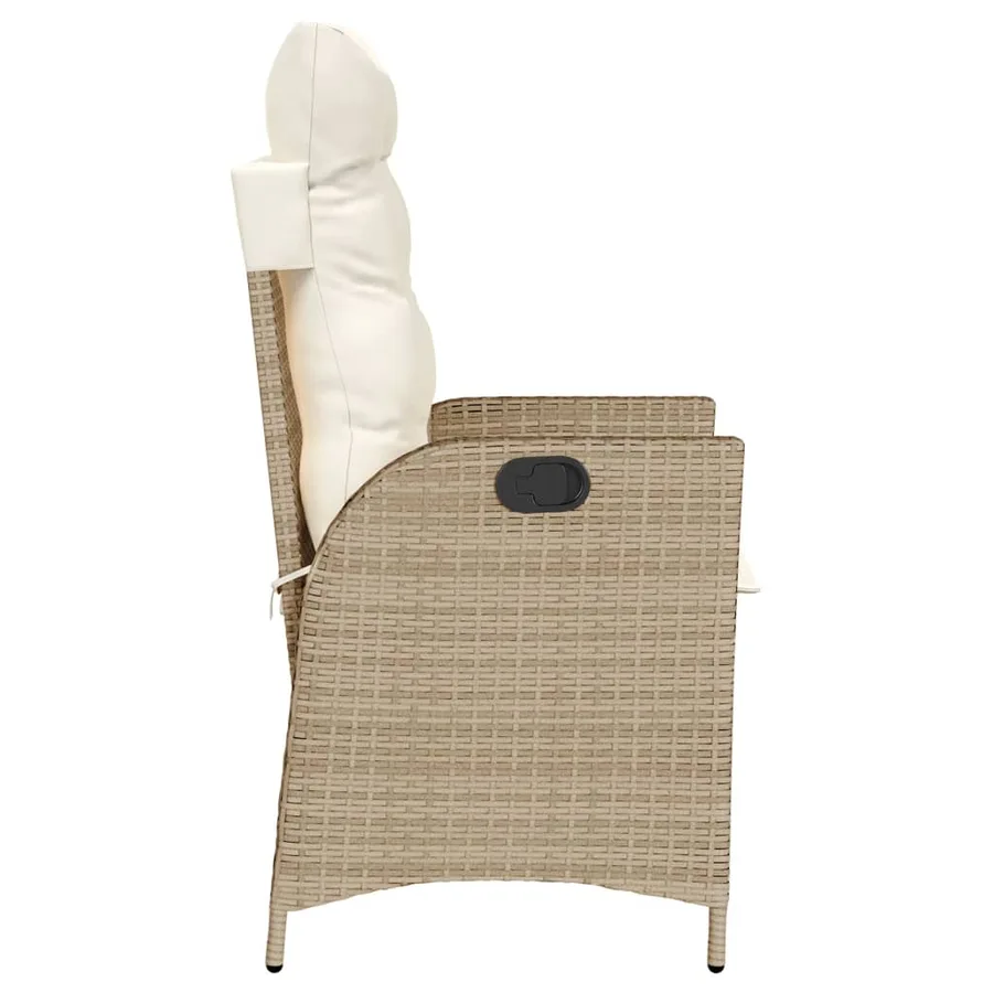 Chaises inclinables de jardin lot de 2 et coussins beige rotin - 6