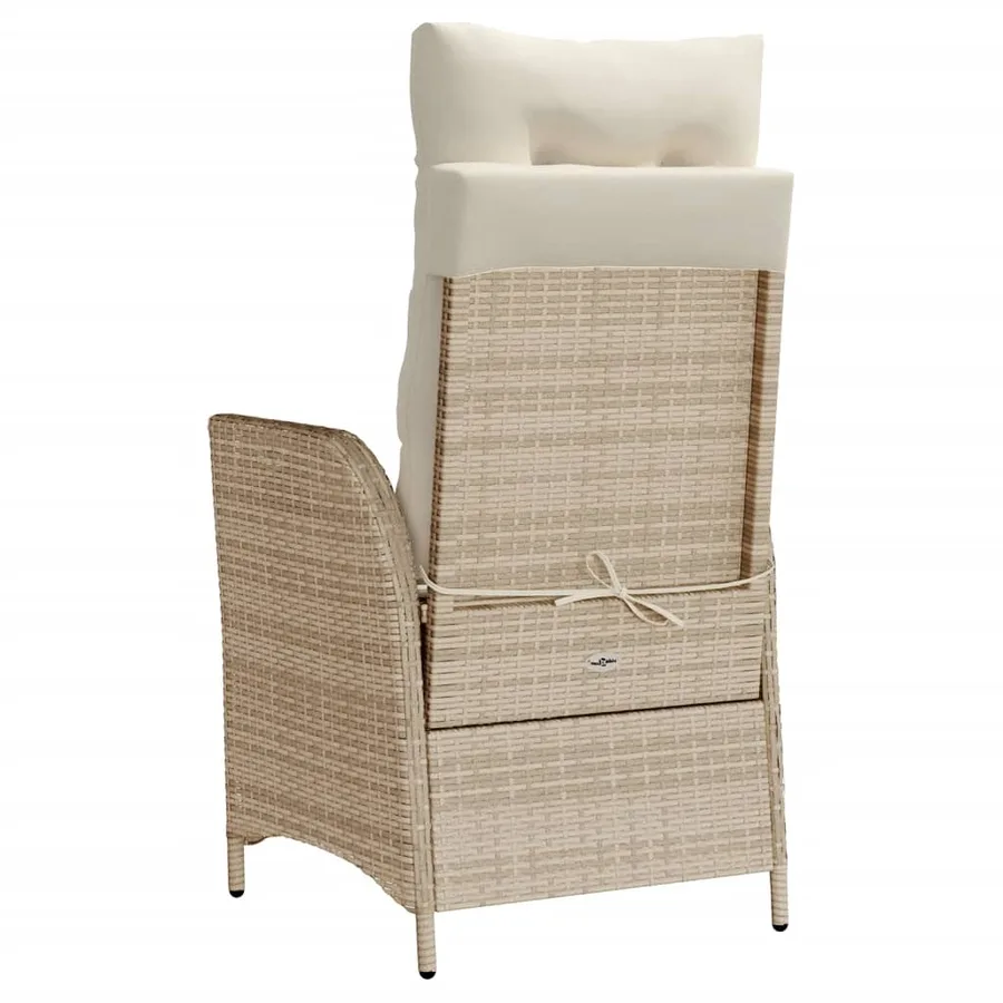 Chaises inclinables de jardin lot de 2 et coussins beige rotin - 7