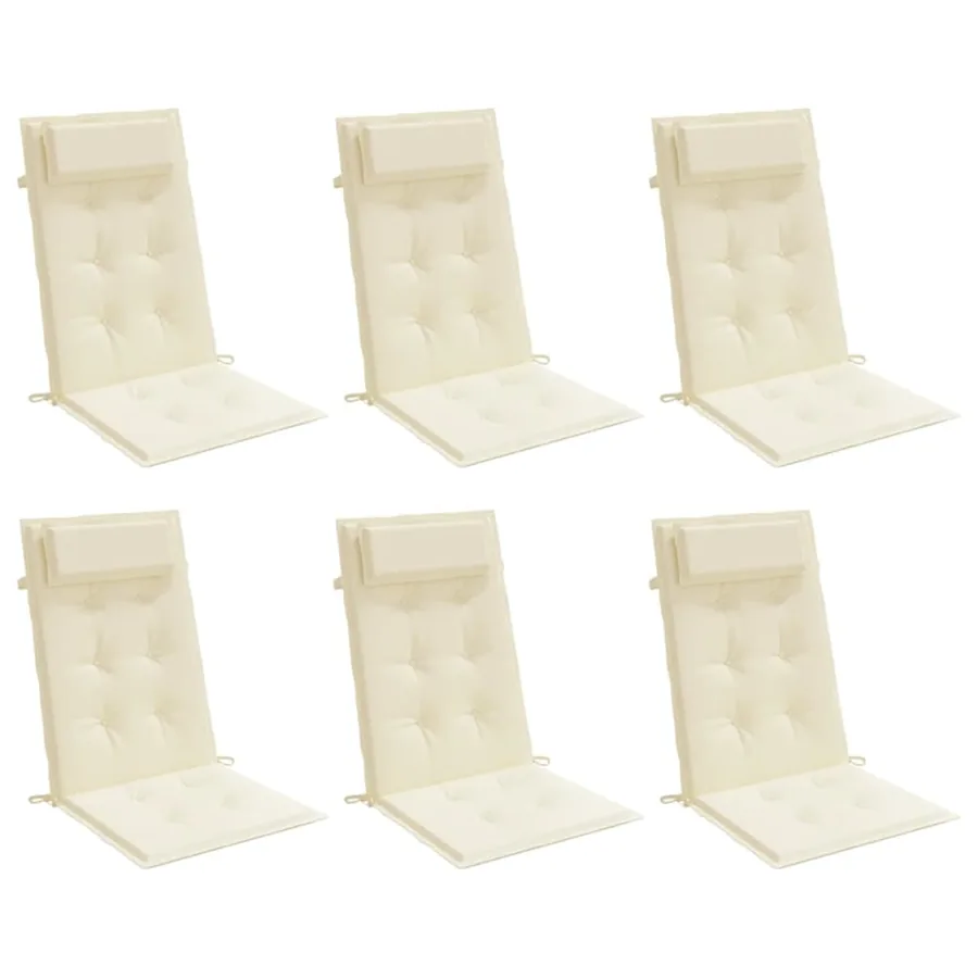 Coussins de chaise à dossier haut lot de 6 crème tissu oxford - 3