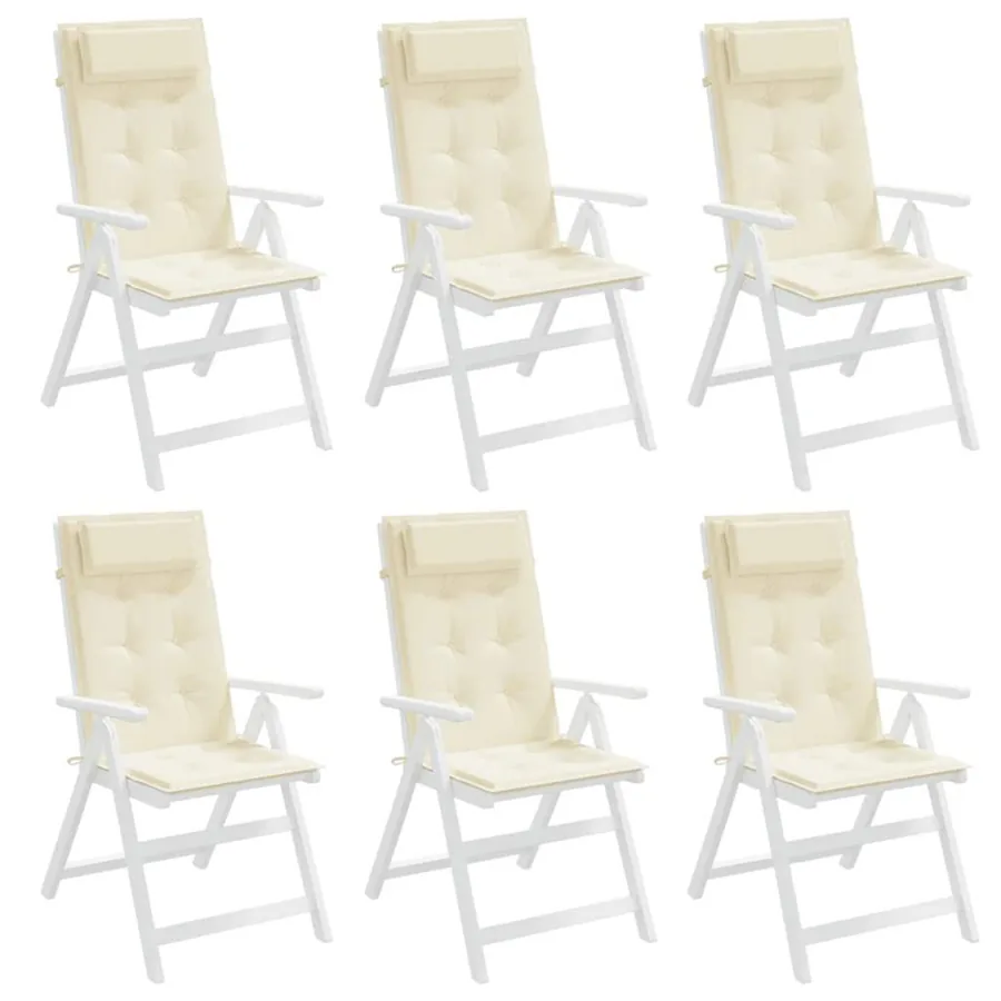 Coussins de chaise à dossier haut lot de 6 crème tissu oxford - 4