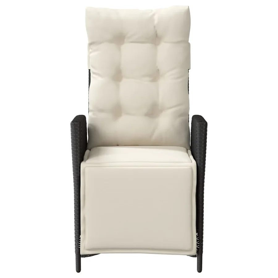 Chaise inclinable de jardin et repose-pied noir résine tressée - 4