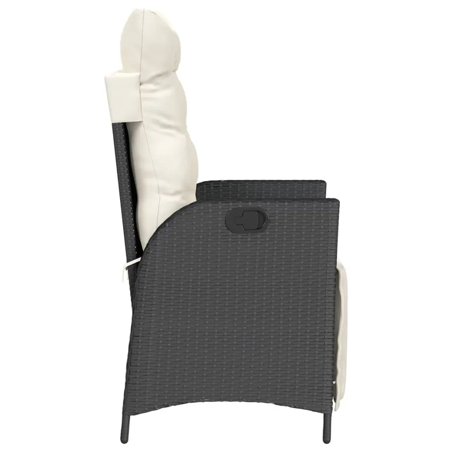 Chaise inclinable de jardin et repose-pied noir résine tressée - 5