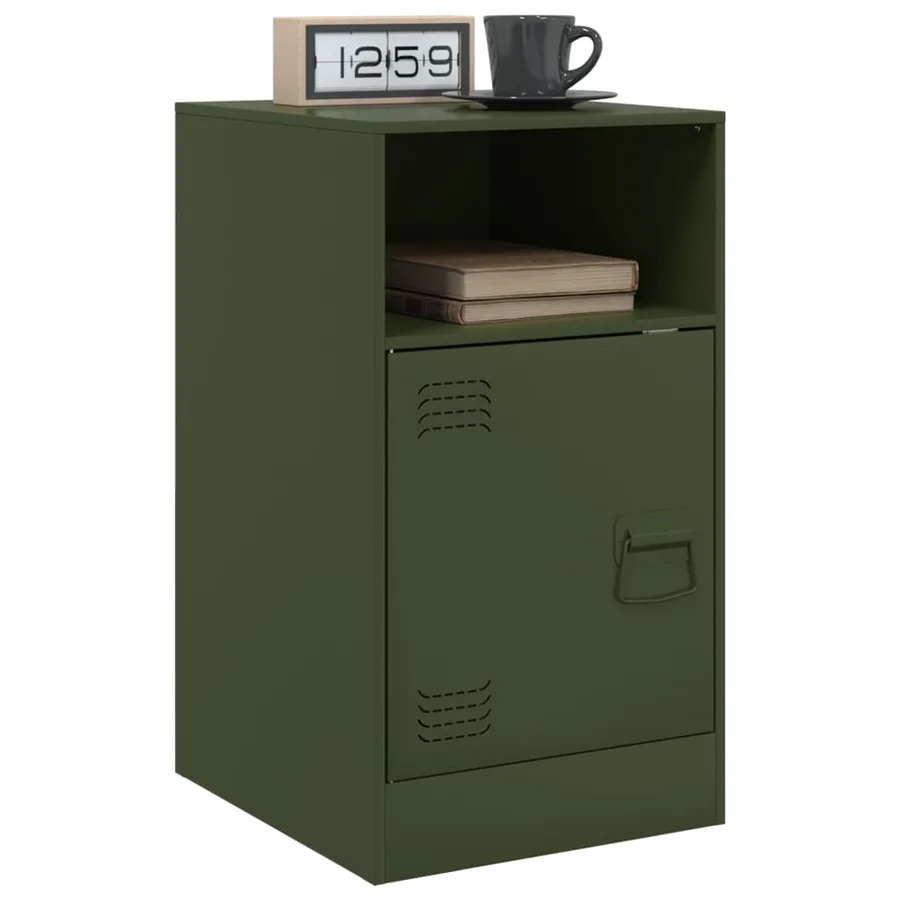 Tables de chevet 2 pcs vert olive 34,5x39x62 cm acier - 3
