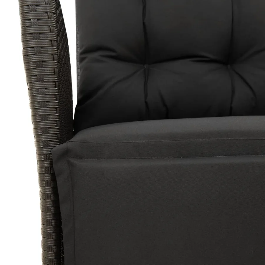 Chaises inclinables de jardin lot de 2 repose-pied noir rotin - 10