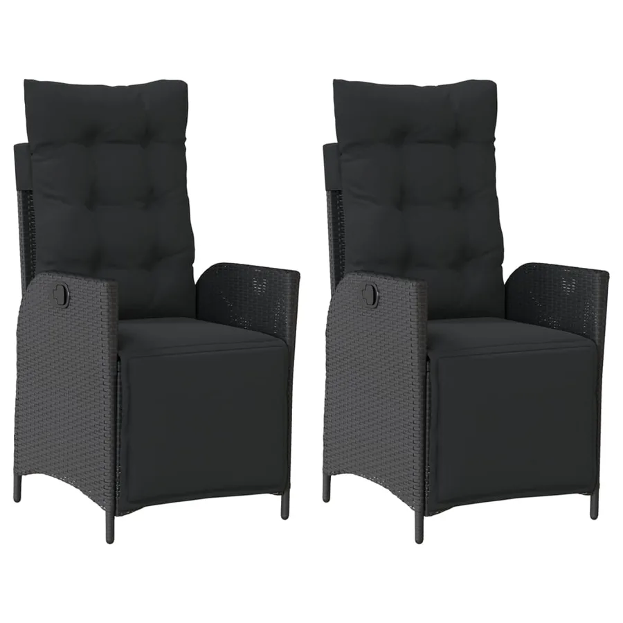 Chaises inclinables de jardin lot de 2 repose-pied noir rotin - 2