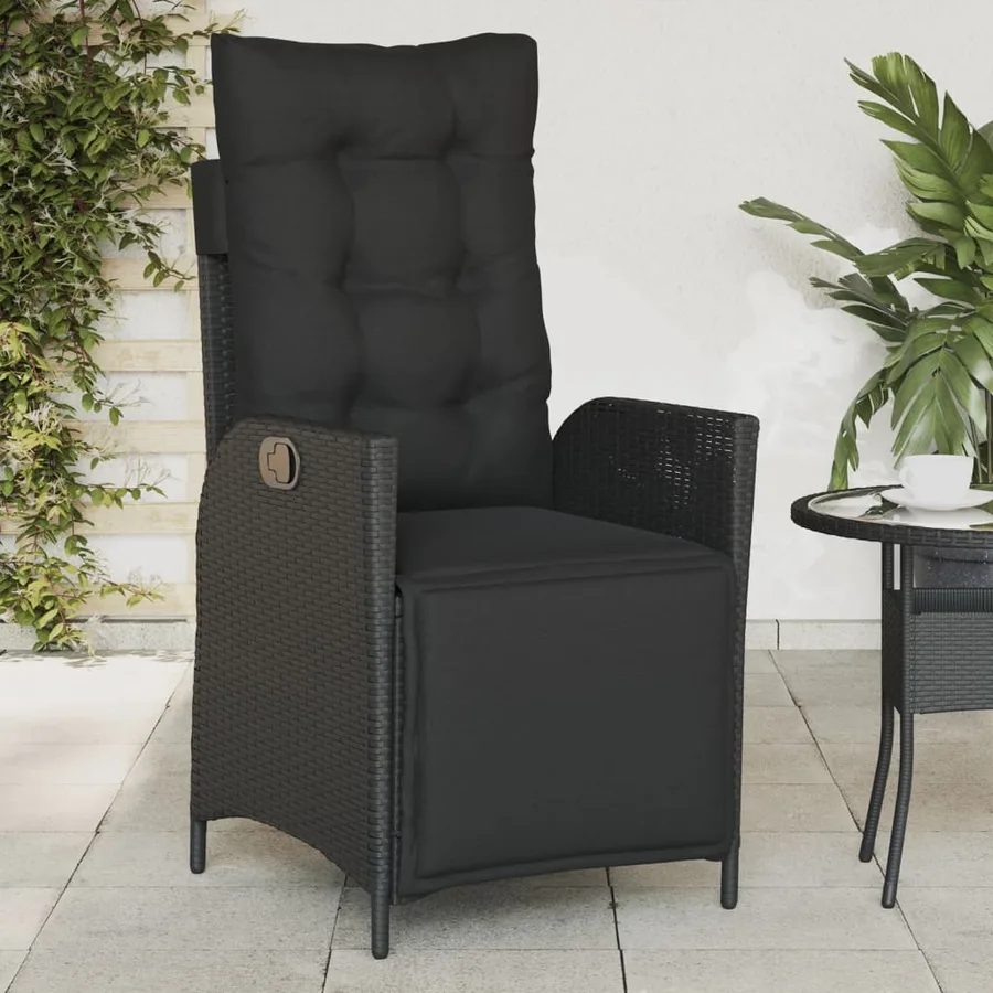 Chaises inclinables de jardin lot de 2 repose-pied noir rotin - 3