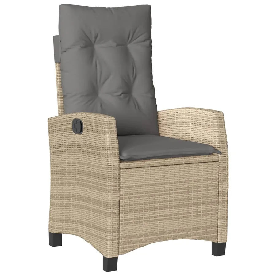 Ensemble à manger de jardin avec coussins 5pcs Beige poly rotin - 3