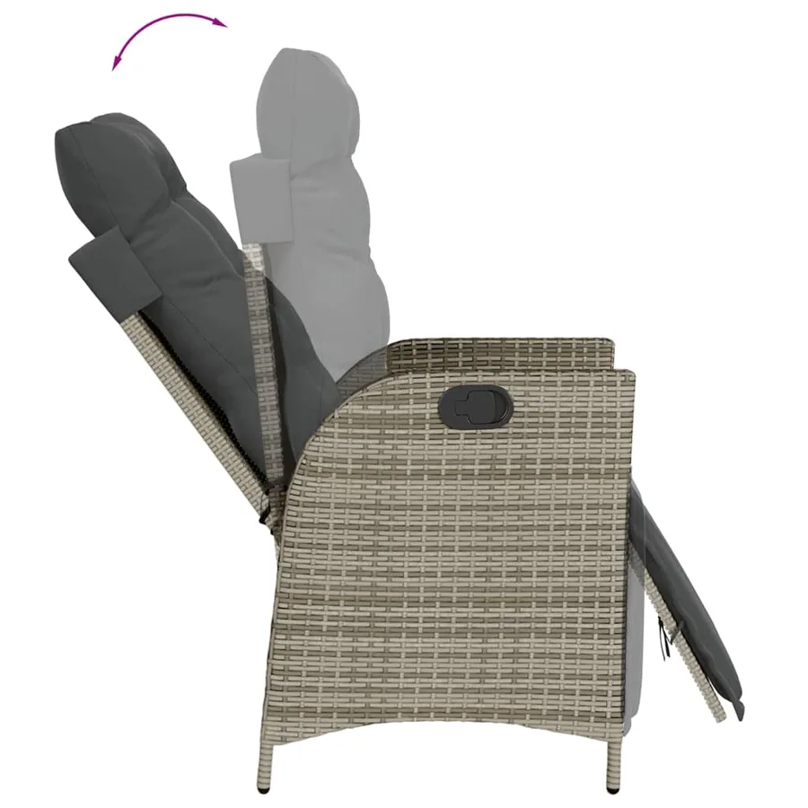 Ensemble à manger de jardin et coussins 7 pcs gris rotin - 7