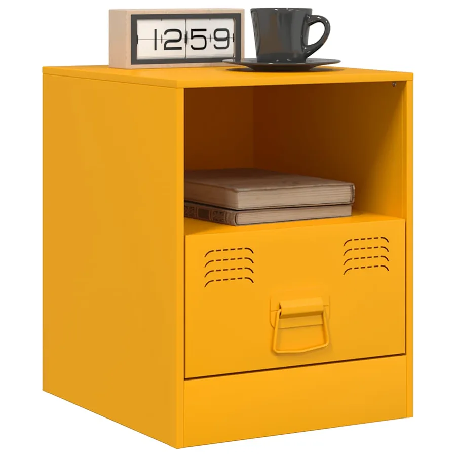 Tables de chevet 2 pcs jaune moutarde 34,5x39x44 cm acier - 3