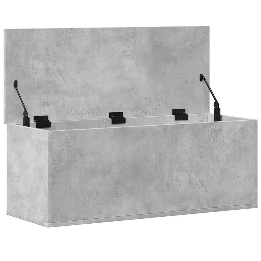 Boîte de rangement gris béton 90x35x35 cm bois d'ingénierie - 7