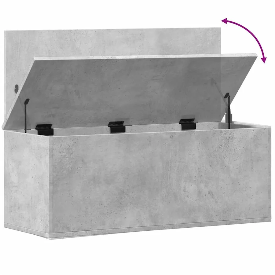 Boîte de rangement gris béton 90x35x35 cm bois d'ingénierie - 8