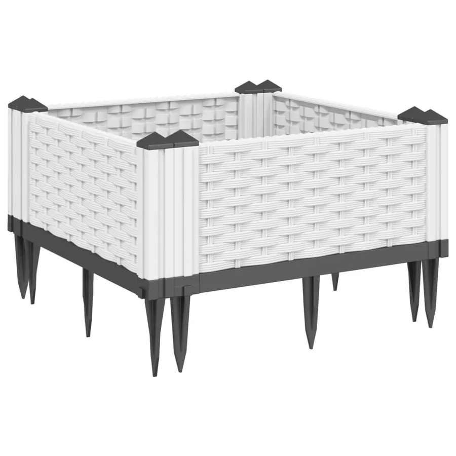 Jardinière avec piquets blanc 42,5x42,5x28,5 cm PP - 2