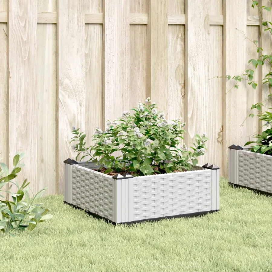 Jardinière avec piquets blanc 42,5x42,5x28,5 cm PP - 3