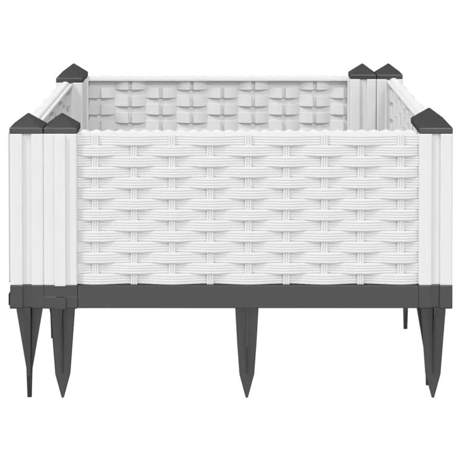 Jardinière avec piquets blanc 42,5x42,5x28,5 cm PP - 4