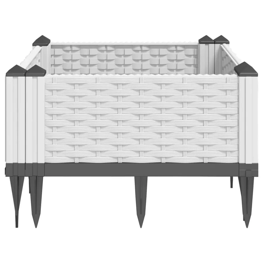 Jardinière avec piquets blanc 42,5x42,5x28,5 cm PP - 5