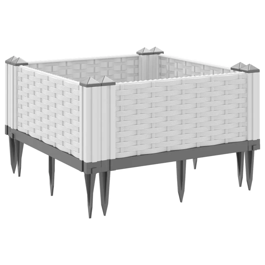 Jardinière avec piquets blanc 42,5x42,5x28,5 cm PP - 6