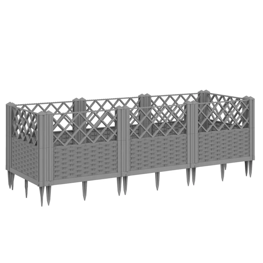 Jardinière avec piquets gris clair 123,5x43,5x43,5 cm PP - 2