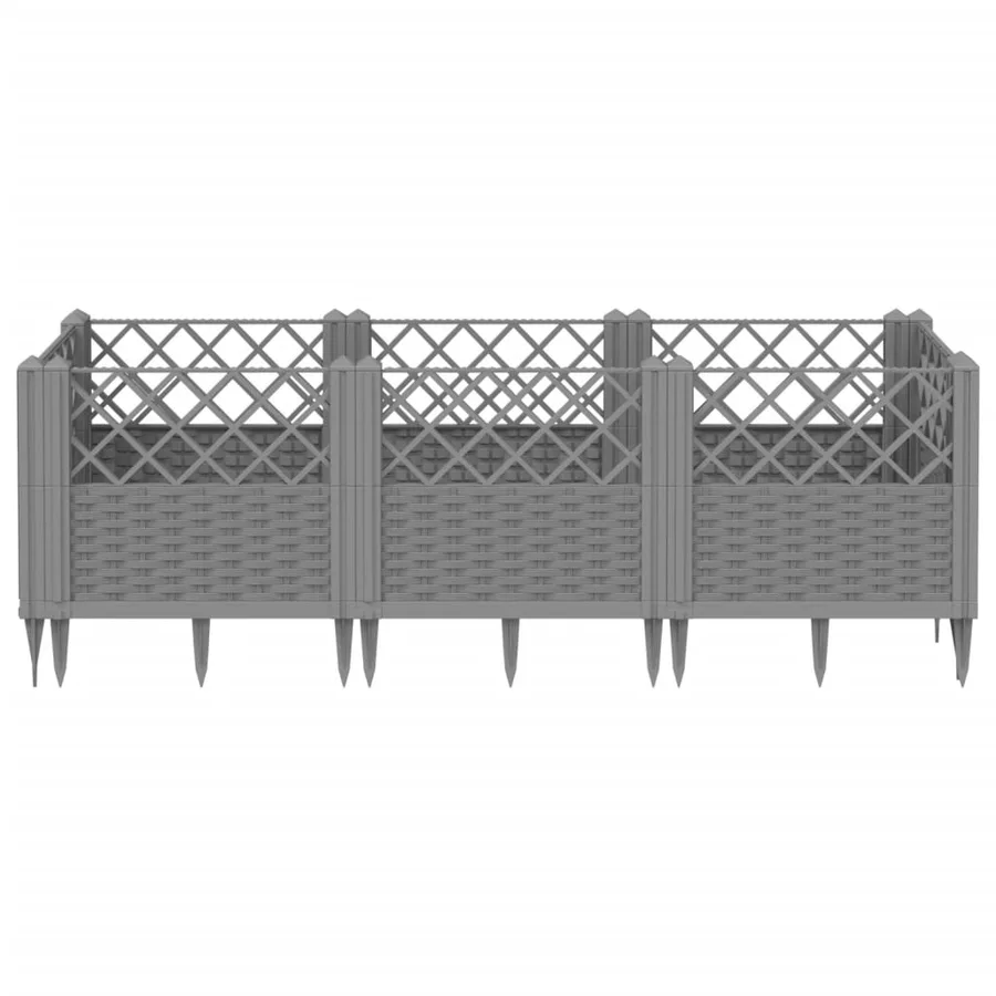 Jardinière avec piquets gris clair 123,5x43,5x43,5 cm PP - 3