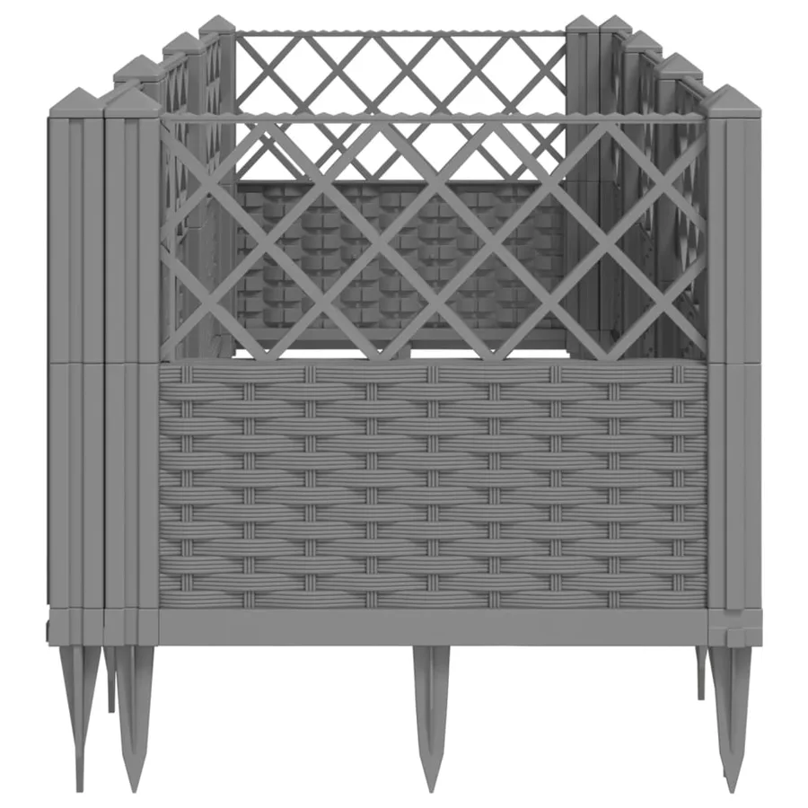 Jardinière avec piquets gris clair 123,5x43,5x43,5 cm PP - 4