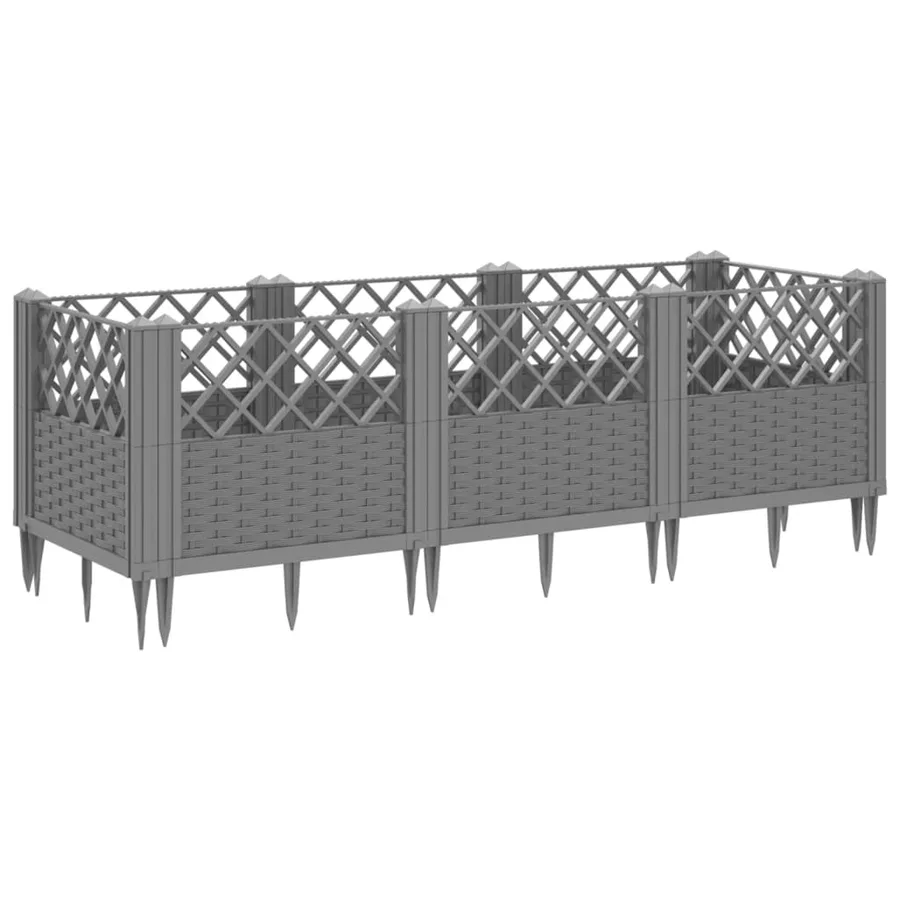Jardinière avec piquets gris clair 123,5x43,5x43,5 cm PP - 5