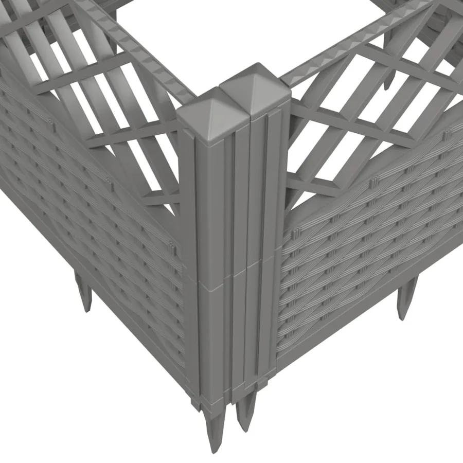Jardinière avec piquets gris clair 123,5x43,5x43,5 cm PP - 7