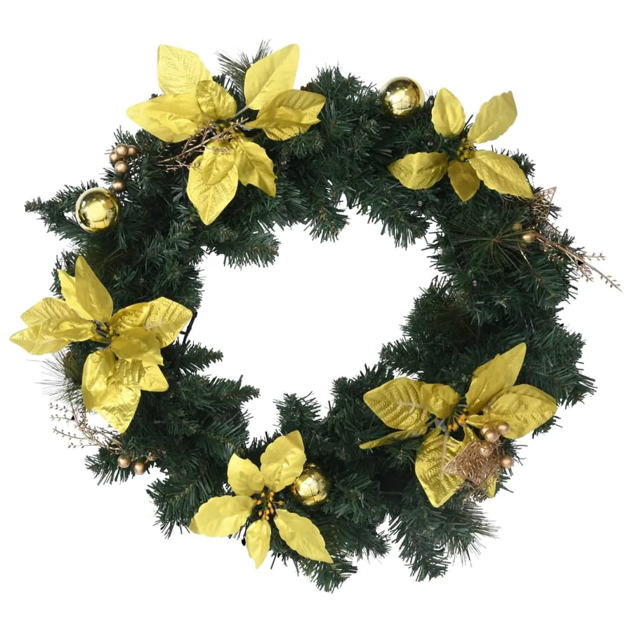 Couronne de Noël avec lumières LED vert 60 cm PVC - 3