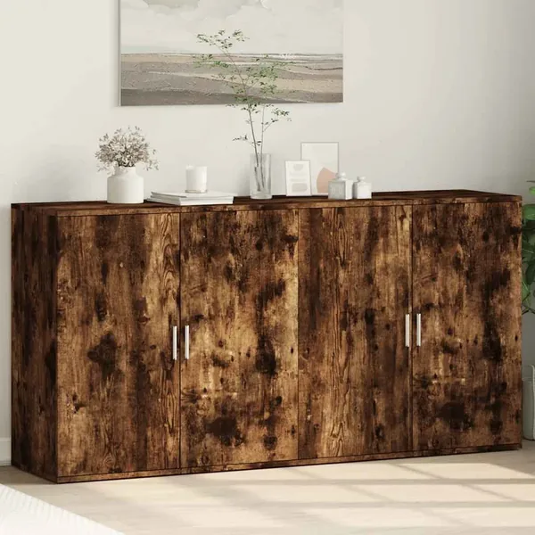 Buffets 2 pcs chêne fumé 79x38x80 cm bois d'ingénierie
