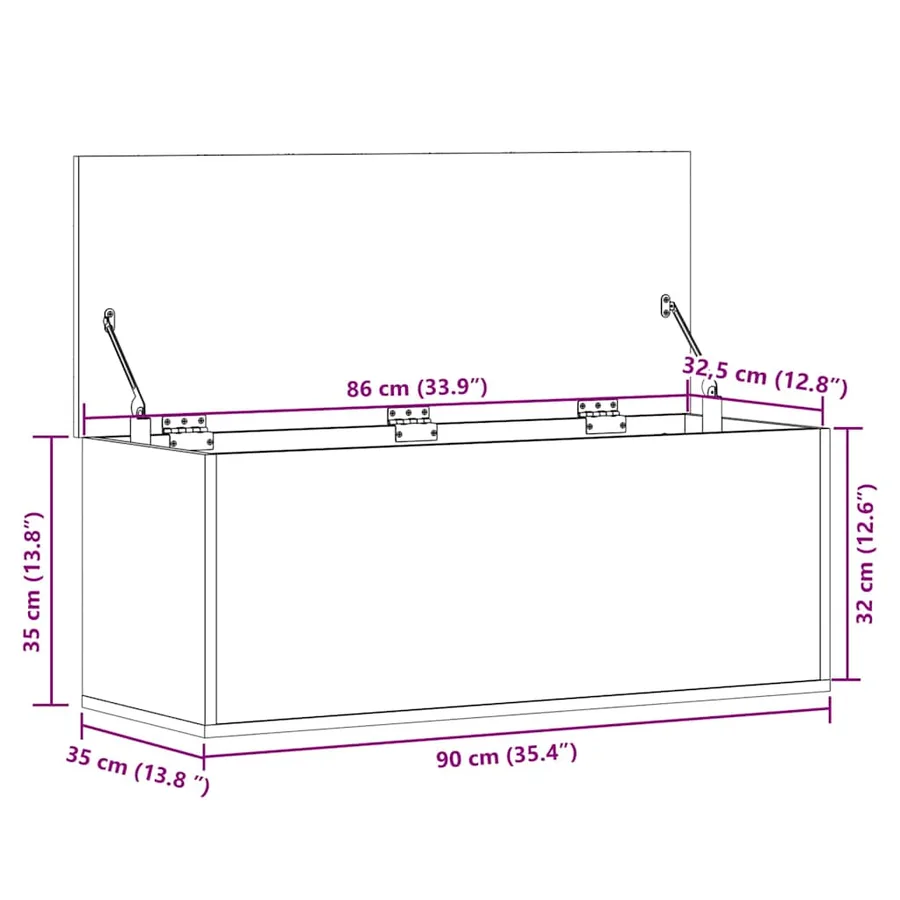 Boîte de rangement sonoma gris 90x35x35 cm bois d'ingénierie - 11