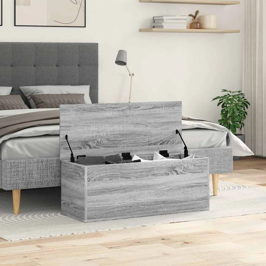 Boîte de rangement sonoma gris 90x35x35 cm bois d'ingénierie - 3