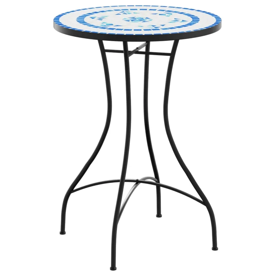Table de bistro mosaïque bleu et blanc Ø50x70 cm céramique - 2