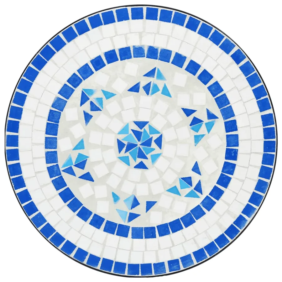 Table de bistro mosaïque bleu et blanc Ø50x70 cm céramique - 6