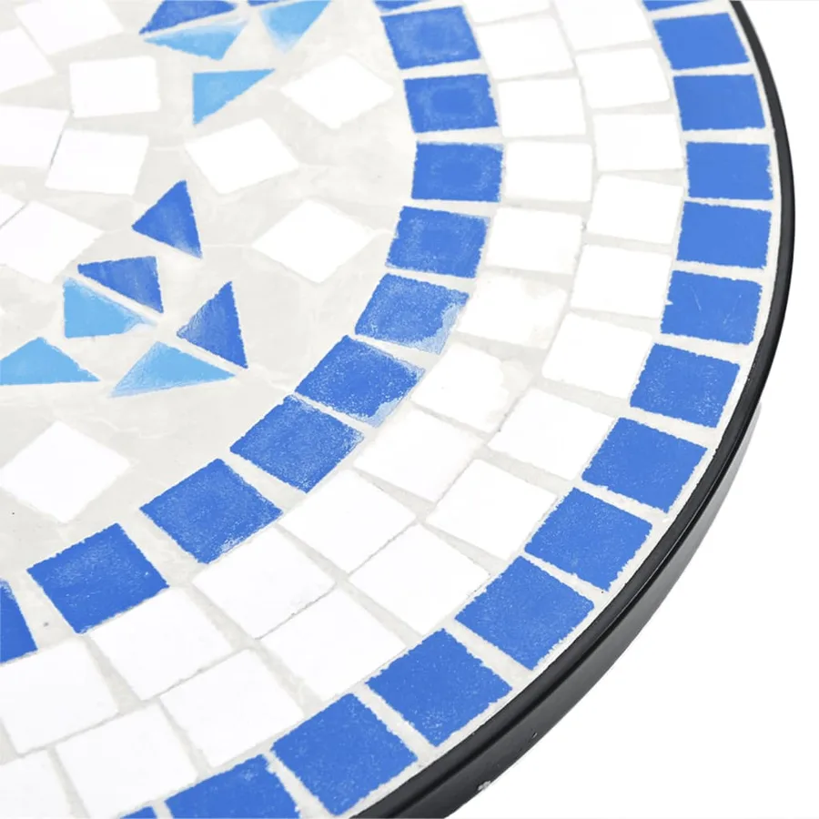 Table de bistro mosaïque bleu et blanc Ø50x70 cm céramique - 7