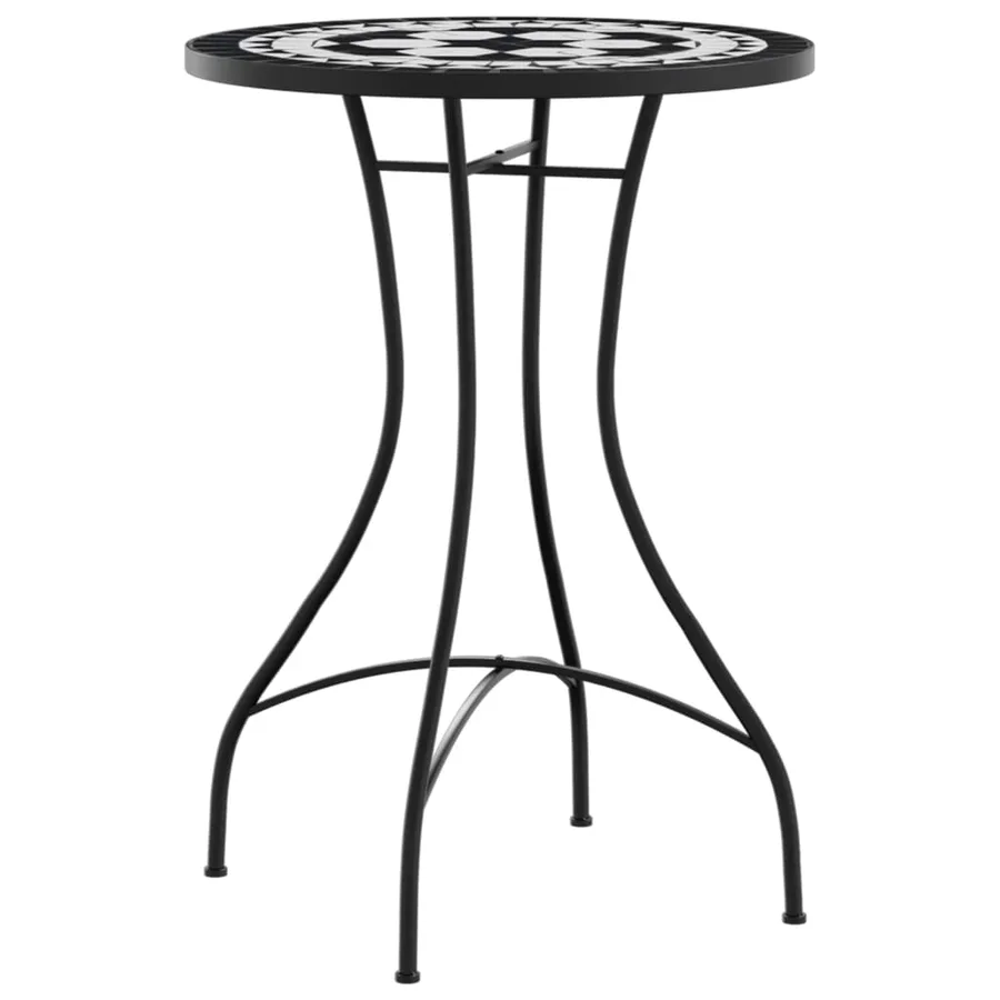 Table de bistro mosaïque noir et blanc Ø50x70 cm céramique - 4
