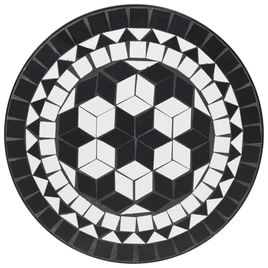Table de bistro mosaïque noir et blanc Ø50x70 cm céramique - 6