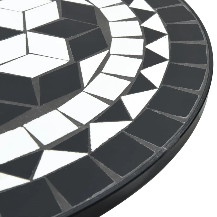 Table de bistro mosaïque noir et blanc Ø50x70 cm céramique - 7
