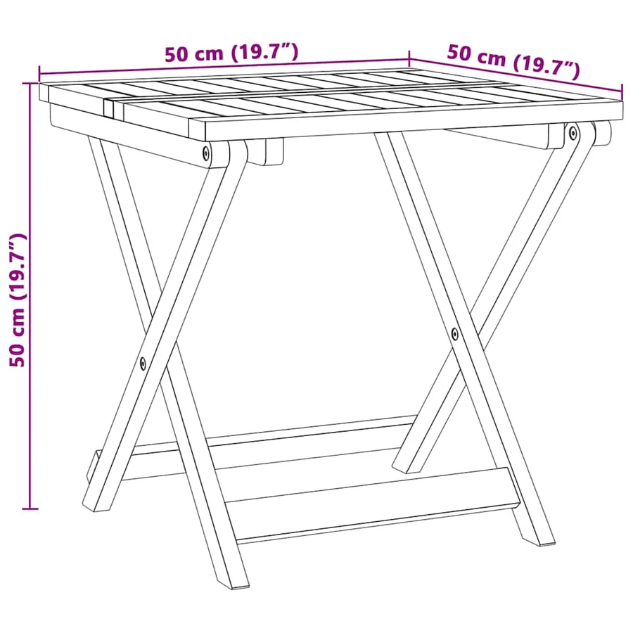 Table pliable de jardin 50x50x50 cm bois d'acacia solide - 10