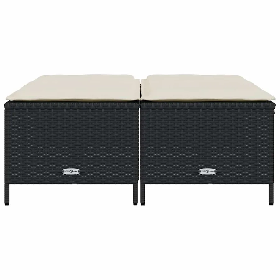 Tabourets de jardin avec coussins lot de 4 noir résine tressée - 3