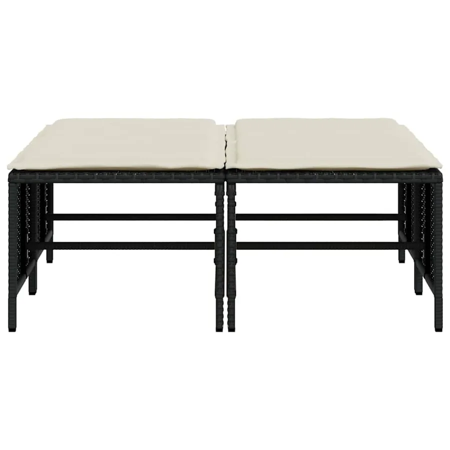 Tabourets de jardin avec coussins lot de 4 noir résine tressée - 4