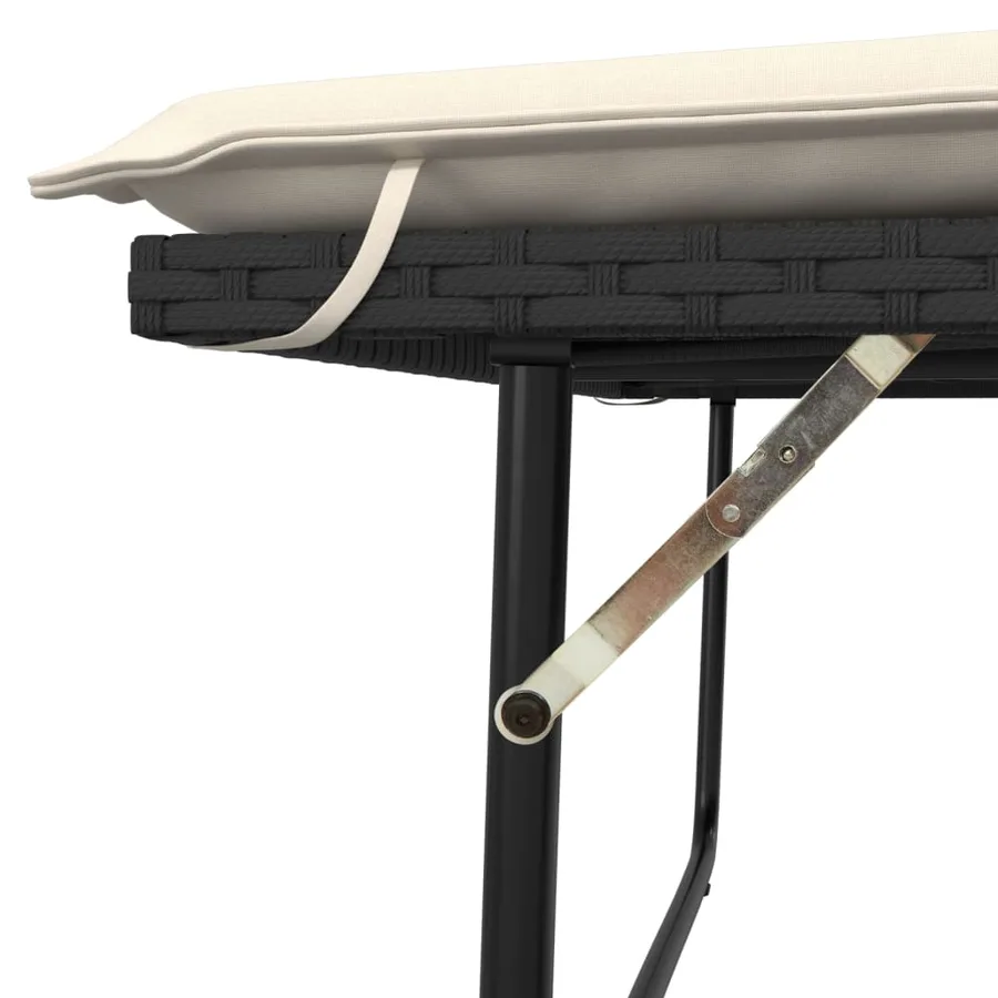 Banc de jardin avec coussins et repose-pied noir résine tressée - 9