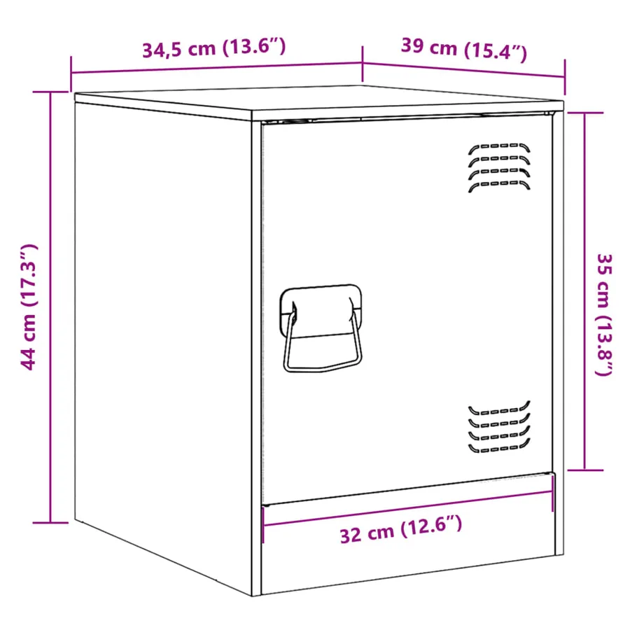 Table de chevet rose 34,5x39x44 cm acier - 13