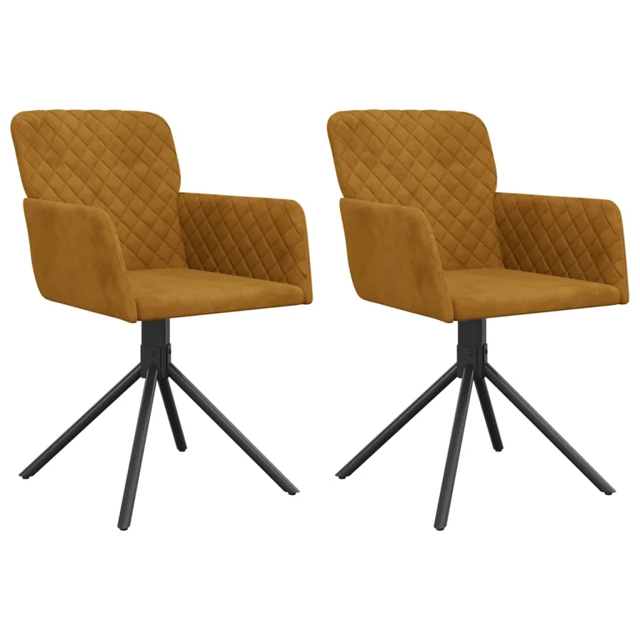 Chaises pivotantes à manger lot de 2 Marron Velours - 2