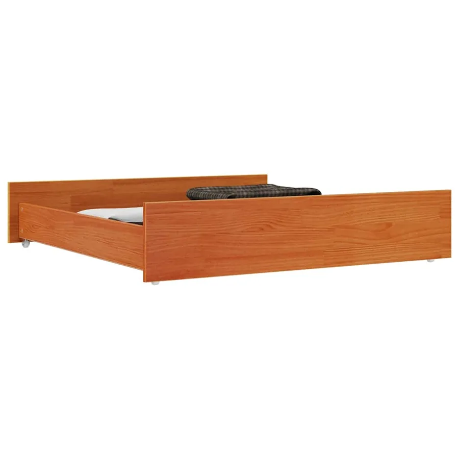 Tiroirs de lit 2 pcs cire marron bois de pin massif - 3