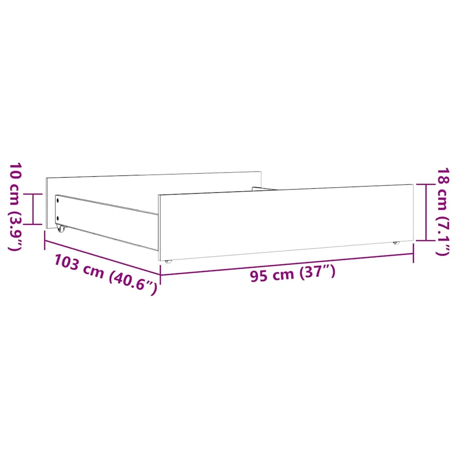 Tiroirs de lit 2 pcs cire marron bois de pin massif - 9