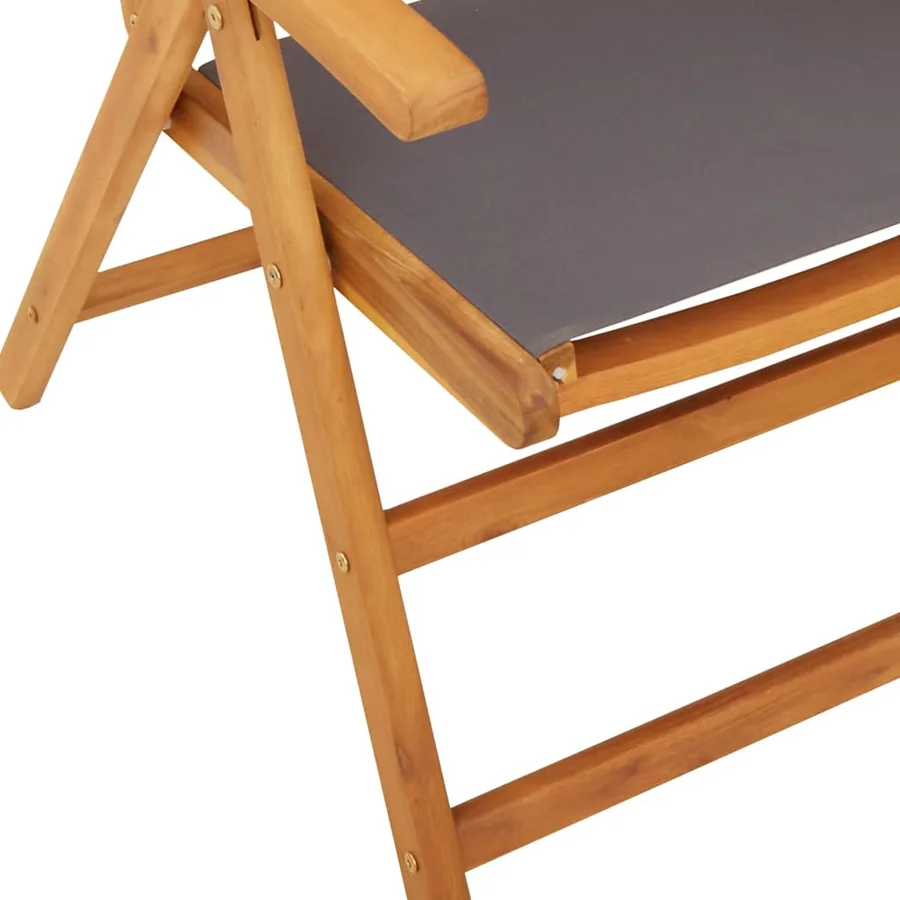 Chaises de jardin lot de 2 anthracite bois acacia massif tissu - 10