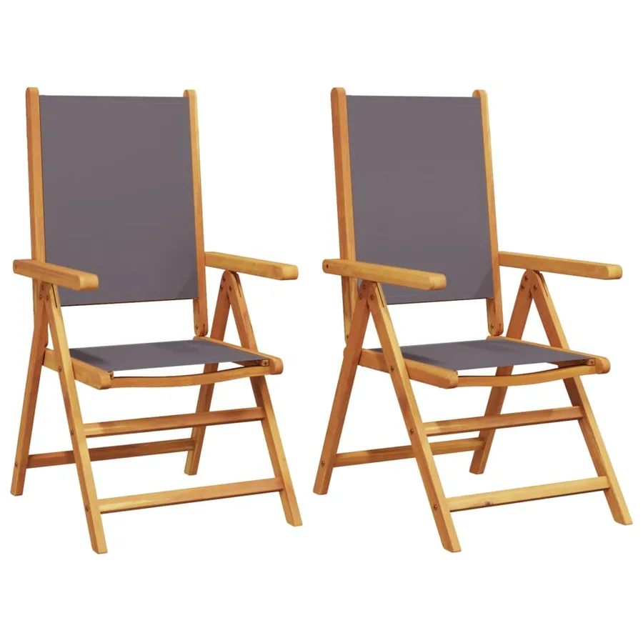 Chaises de jardin lot de 2 anthracite bois acacia massif tissu - 2