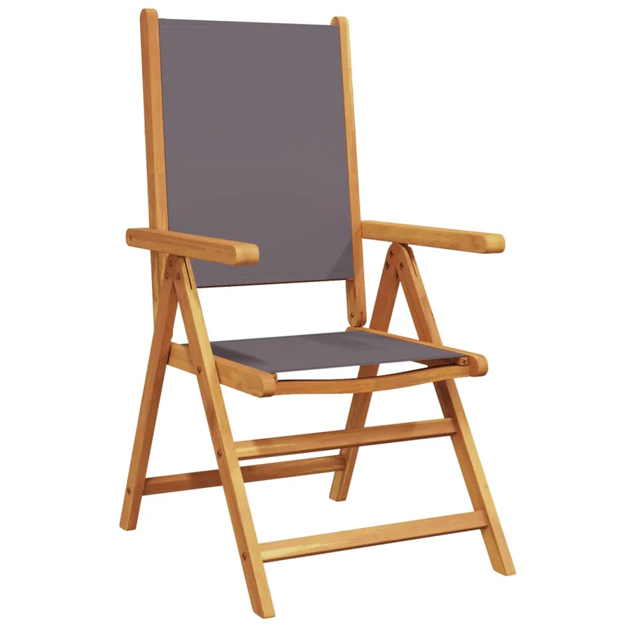 Chaises de jardin lot de 2 anthracite bois acacia massif tissu - 4
