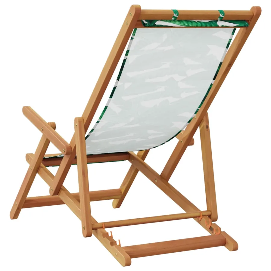 Chaises de plage pliantes lot de 2 tissu et bois massif - 6